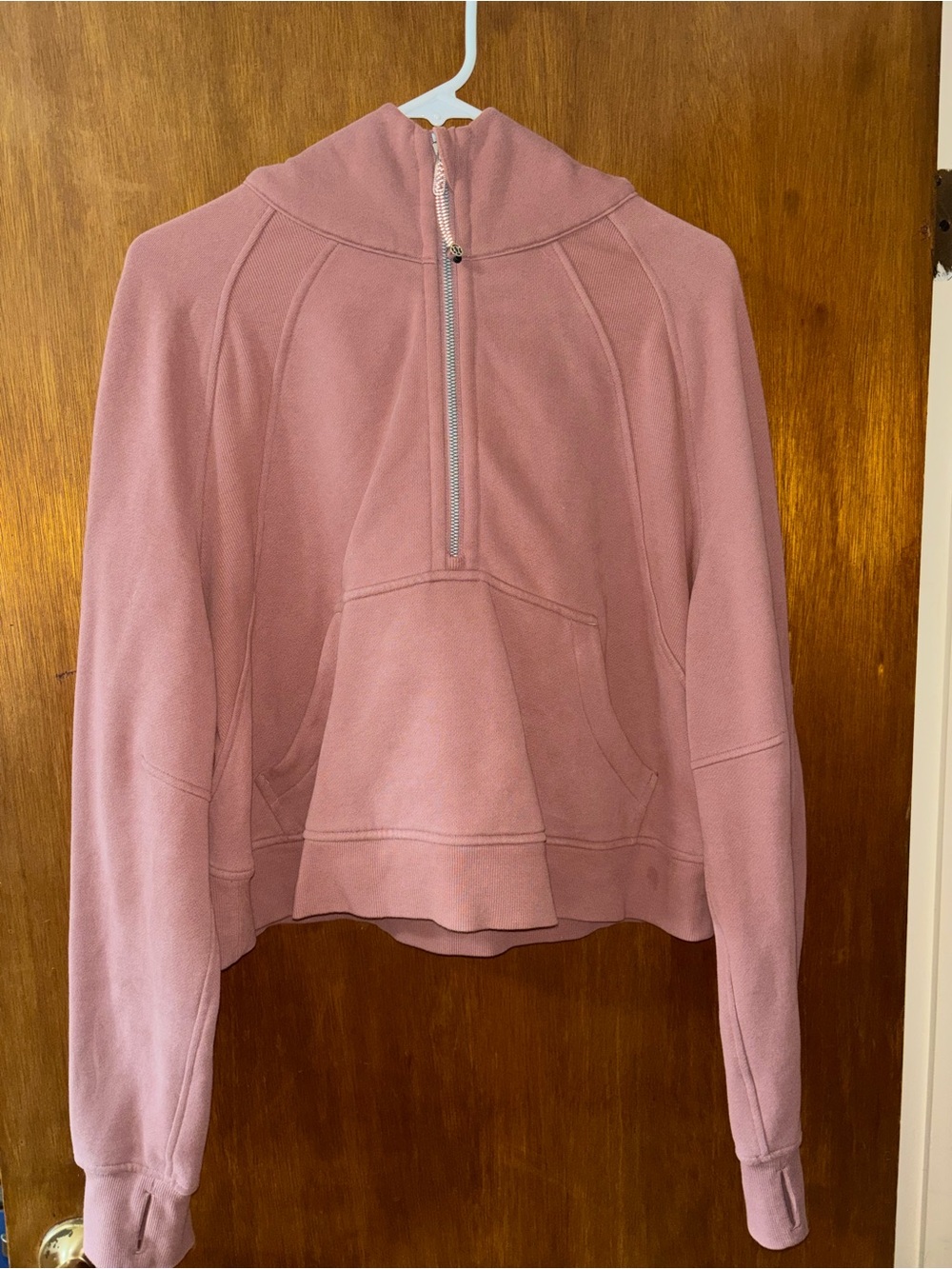 Women's Half-Zip Hoodie Sweater - Dusty Rose
